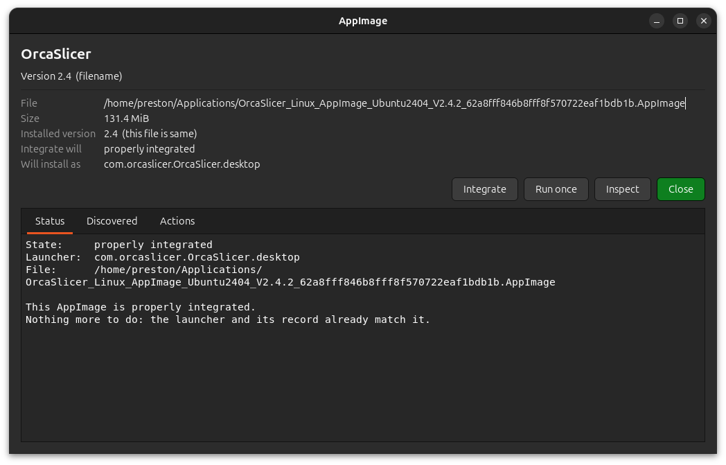 AppImage Activator - Status